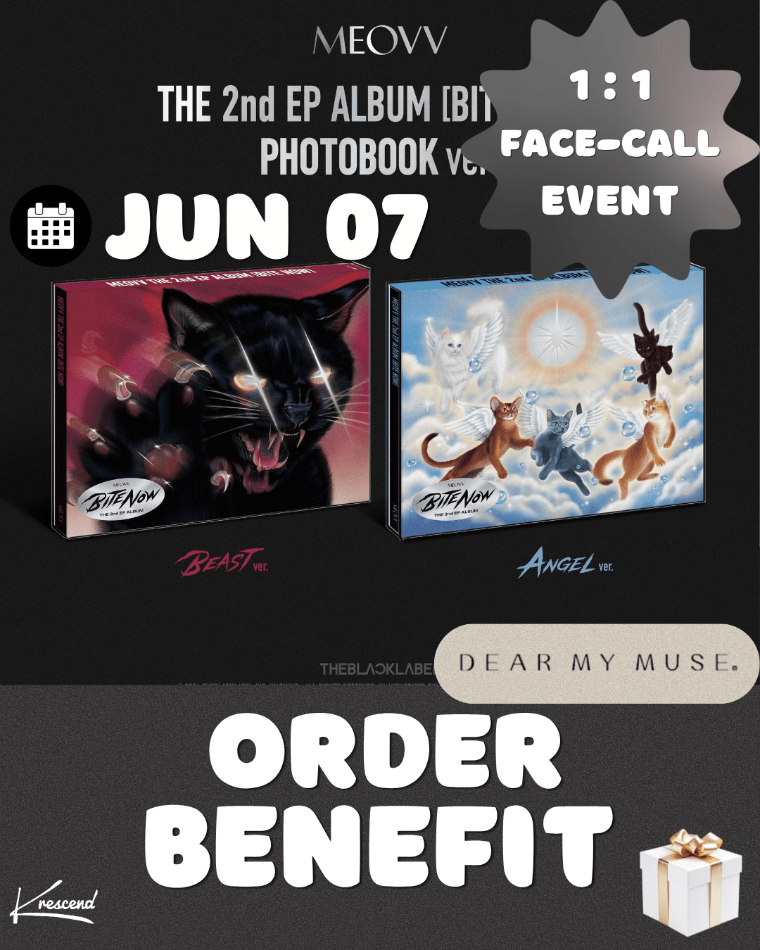 [Event Album][FANSIGN] MEOVV (미야오) - BITE NOW (THE 2nd EP ALBUM) [RANDOM] [DEAR MY MUSE] - product_vendor,