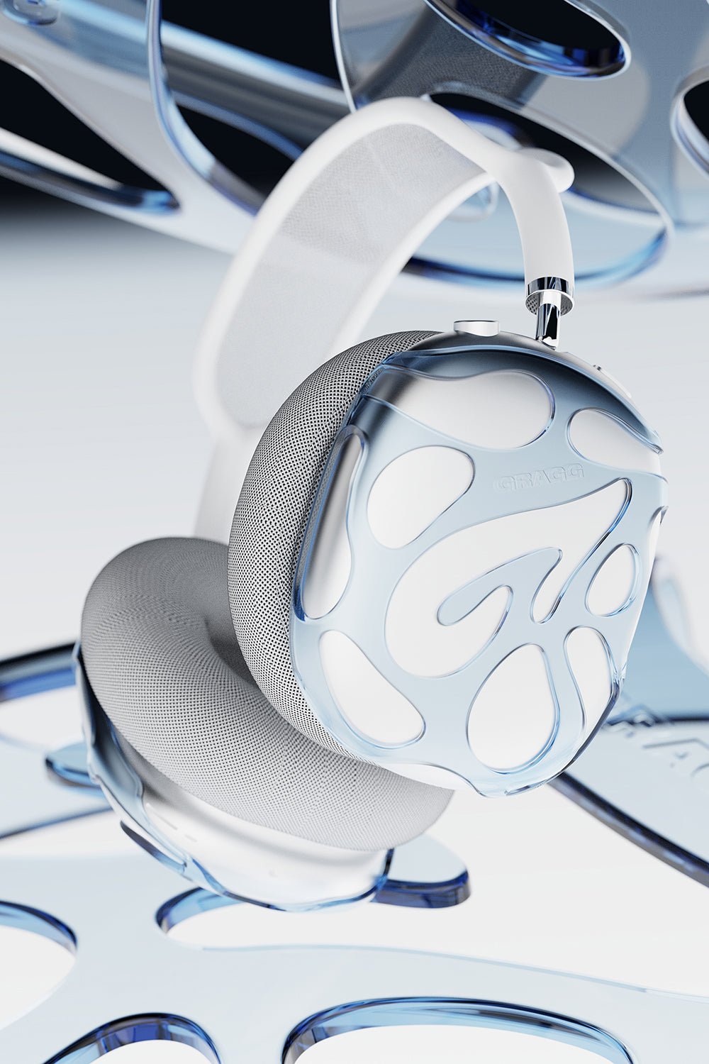 GRAGG (AIR PODS MAX) - web layers case - clear blue 20