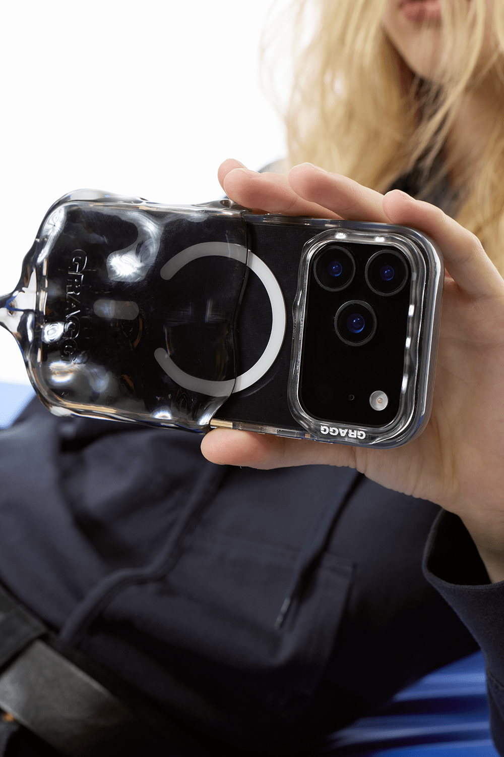 GRAGG (SHAPE CASE) - magsafe double layers case - clear black 10