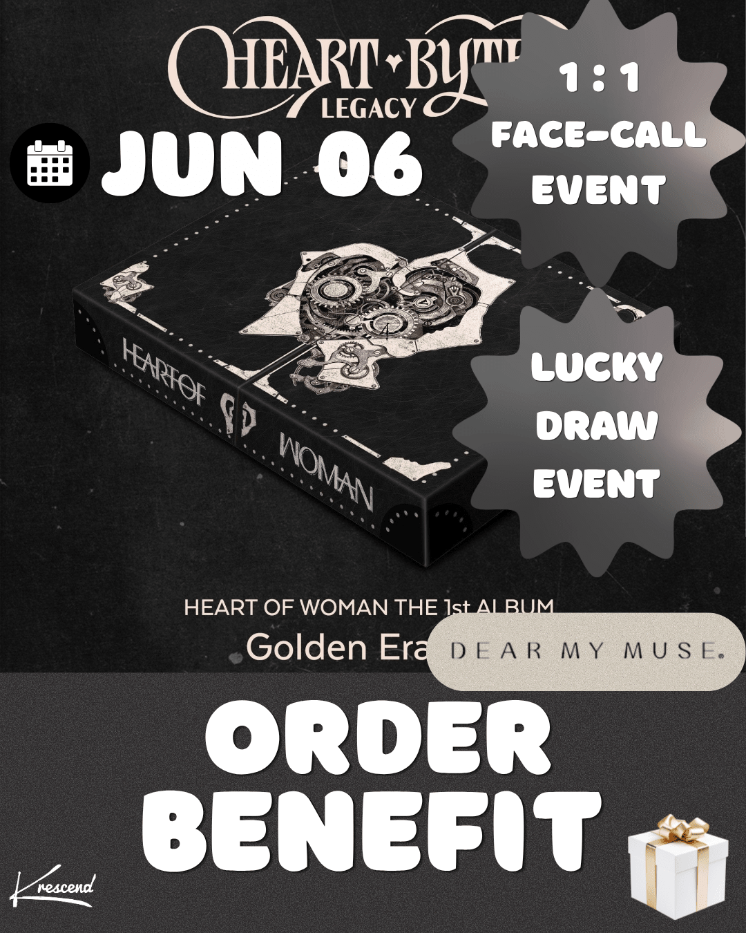 [Event Album]HEART OF WOMAN (하트오브우먼) - Heart Byte : LEGACY (The 1st ALBUM) [Golden Era Ver.] [DEAR MY MUSE] [LuckyDraw] [Facecall] - product_vendor,