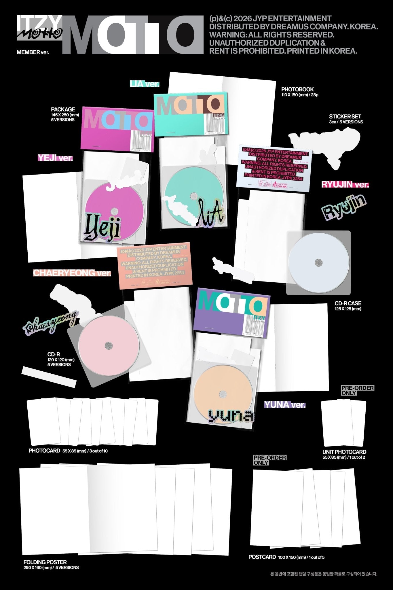 [New Sale Album]ITZY (있지) - Motto [MEMBER Ver. / 5 versions set] - product_vendor,