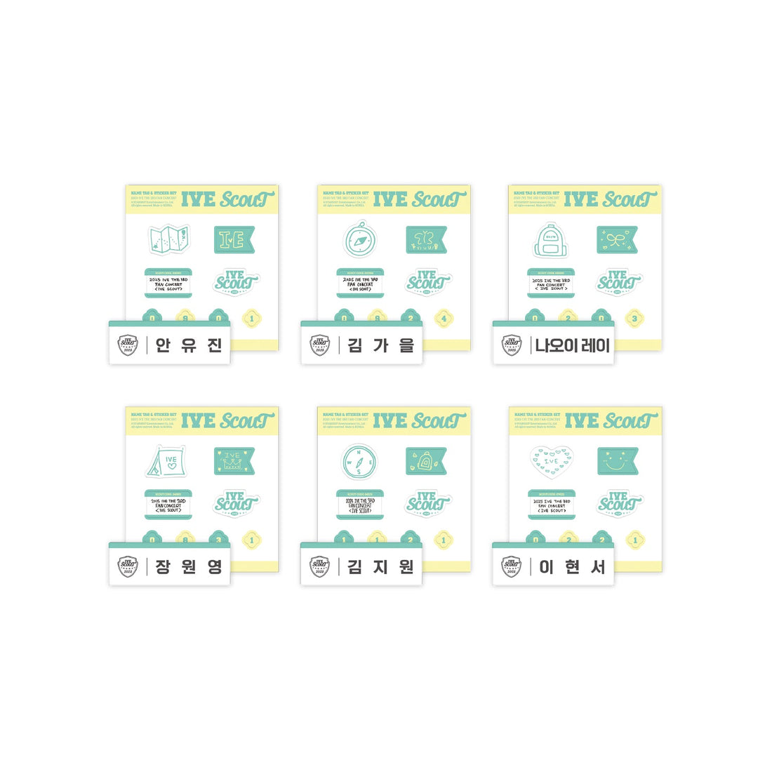 IVE - 2025 ive the 3rd fan concert ive scout - name tag + sticker set 1