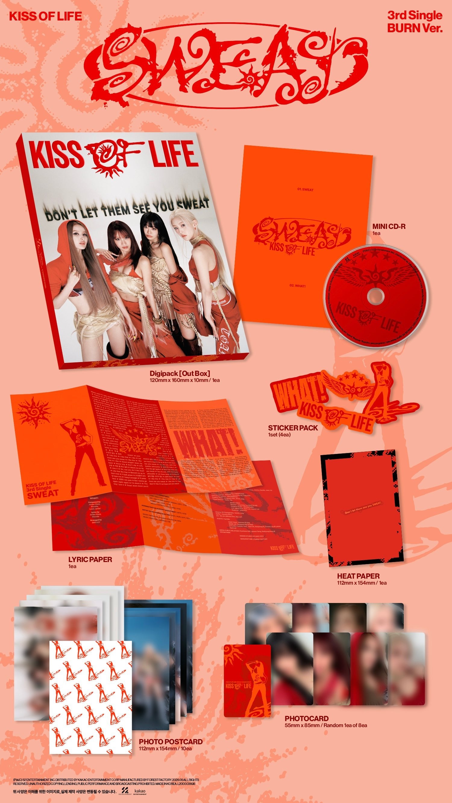 [Album]KISS OF LIFE - SWEAT (3rd Single) [HEAT/BURN Ver.] [RANDOM]-product_vendor, lowest price, EU shipping, Pre order benefit