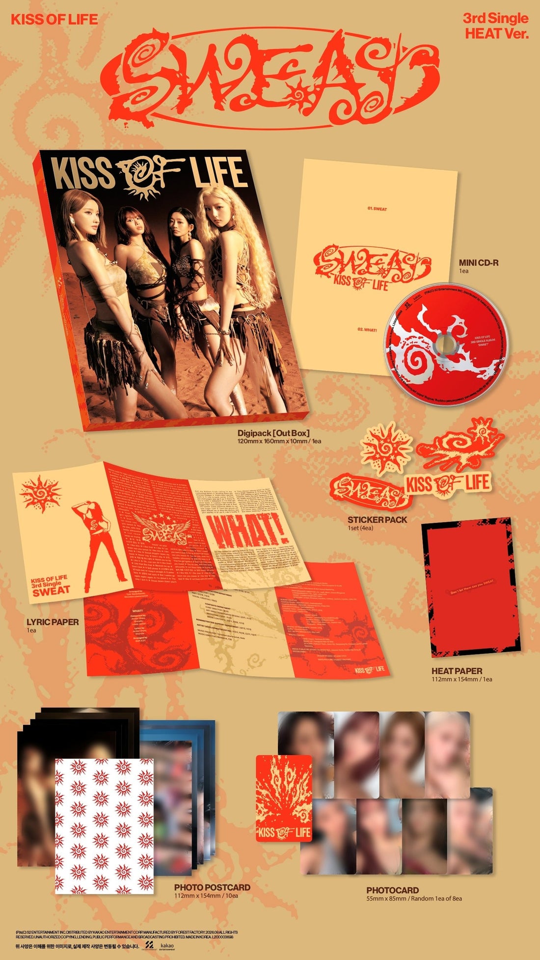 [Album]KISS OF LIFE - SWEAT (3rd Single) [HEAT/BURN Ver.] [RANDOM]-product_vendor, lowest price, EU shipping, Pre order benefit