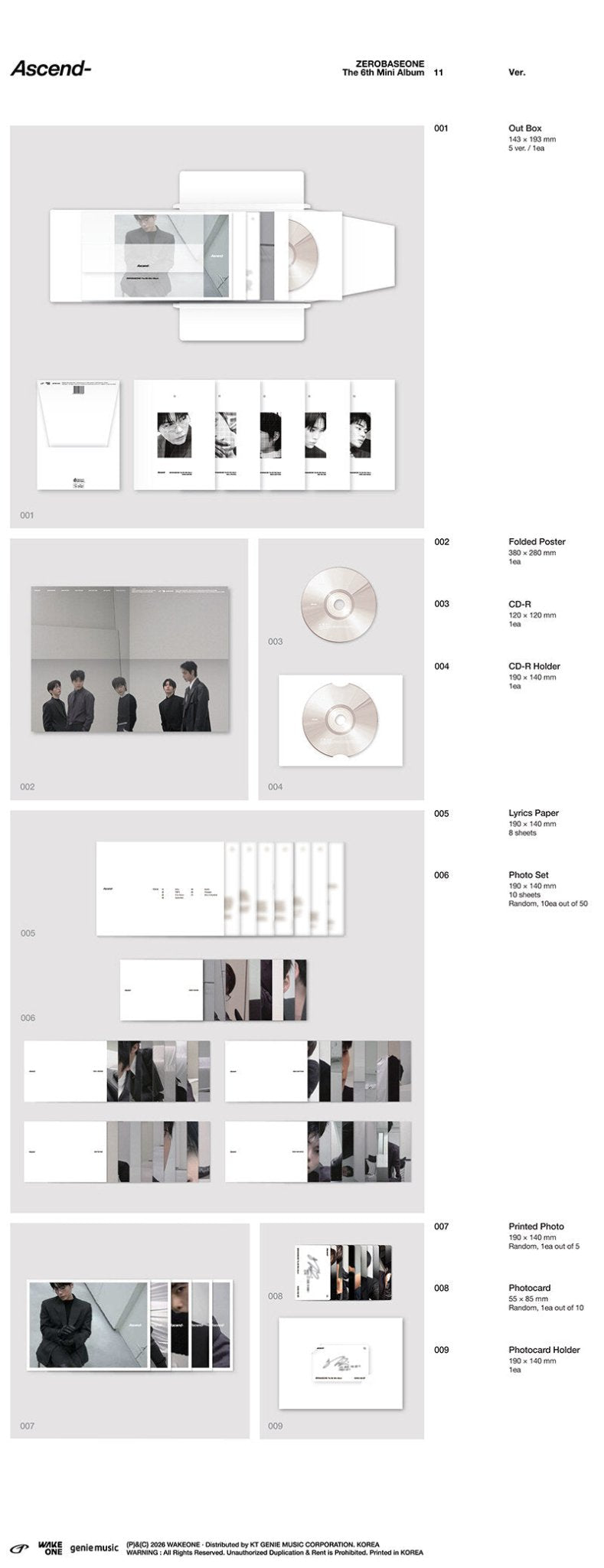 [Album][MAKESTAR] ZEROBASEONE - Ascend - (The 6th Mini Album) [11 Ver.] [SET] - product_vendor,