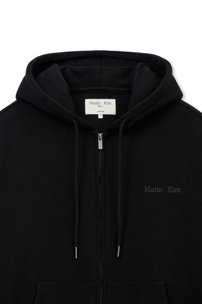 MATIN KIM - back logo essential hoody zip up in black 5