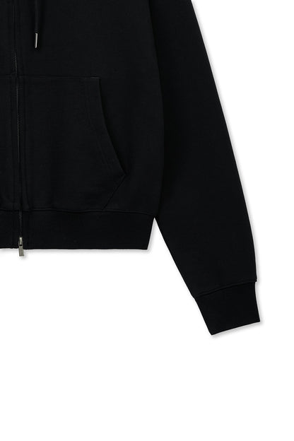 MATIN KIM - back logo essential hoody zip up in black 6