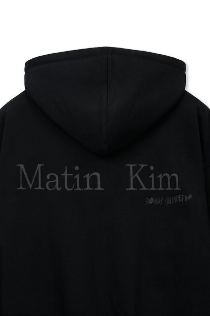 MATIN KIM - back logo essential hoody zip up in black 7
