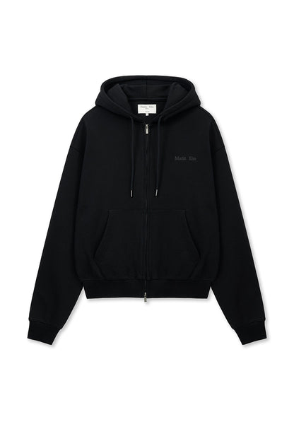 MATIN KIM - back logo essential hoody zip up in black 1