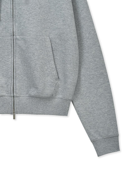 MATIN KIM - back logo essential hoody zip up in grey 6