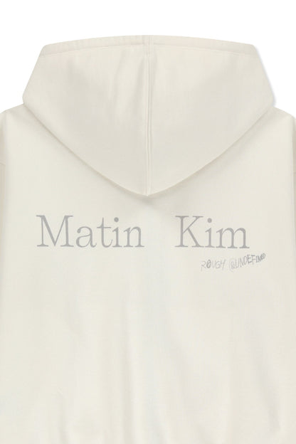 MATIN KIM - back logo essential hoody zip up in ivory 7