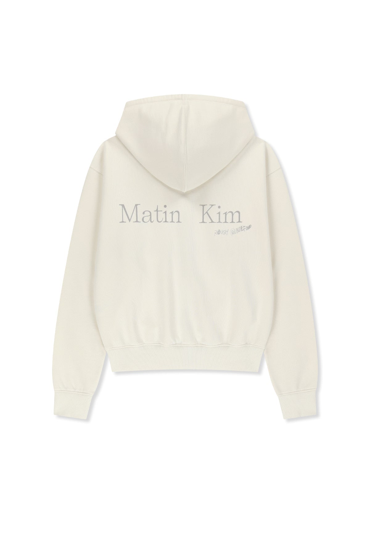 MATIN KIM - back logo essential hoody zip up in ivory 4