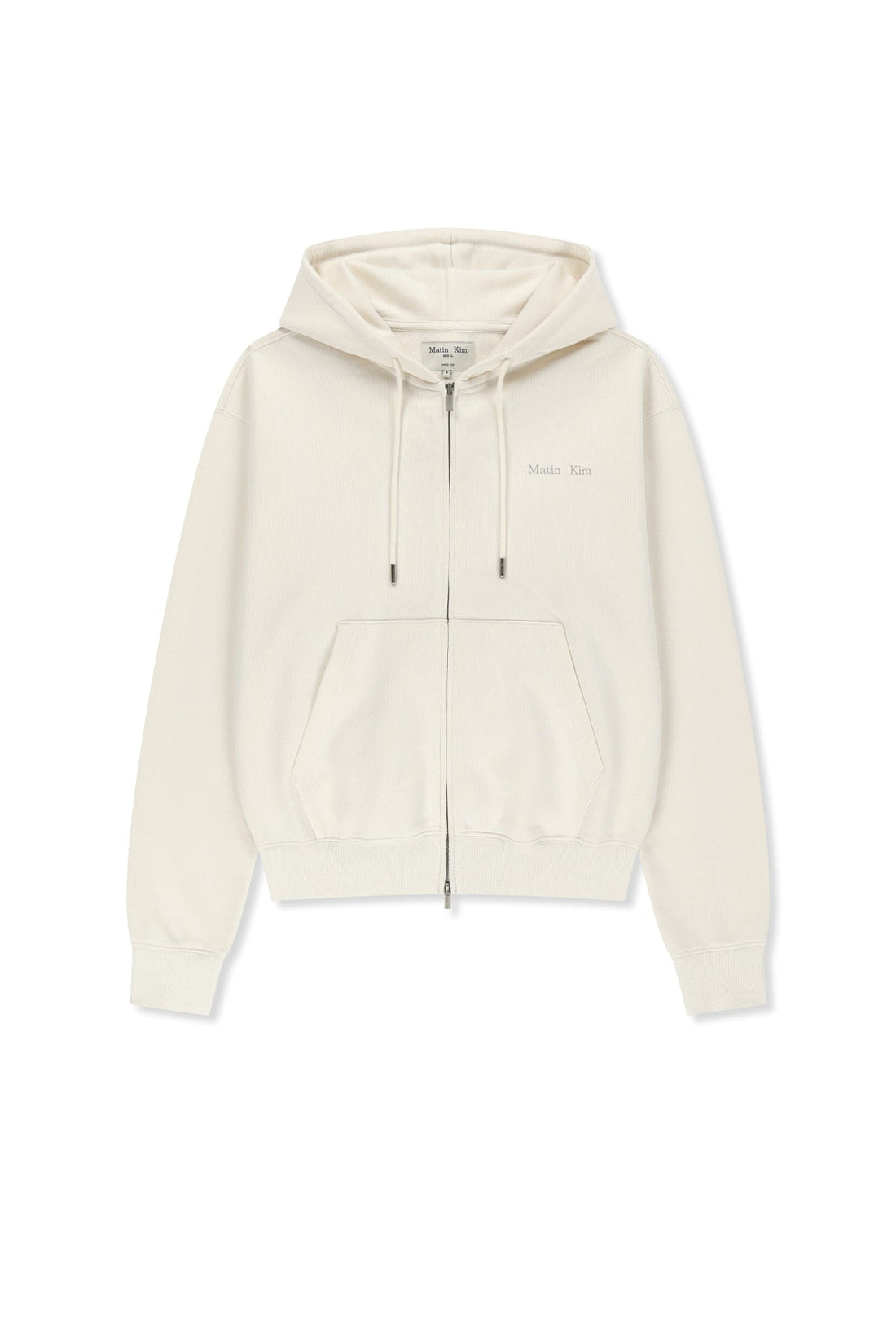 MATIN KIM - back logo essential hoody zip up in ivory 2