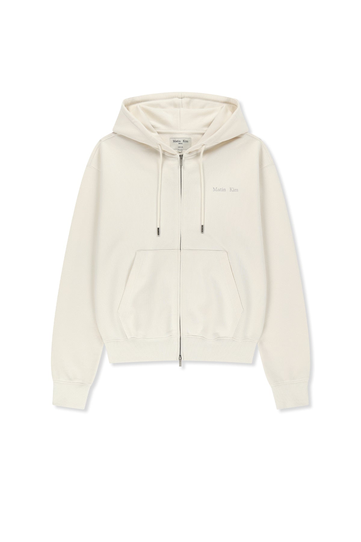 MATIN KIM - back logo essential hoody zip up in ivory 2