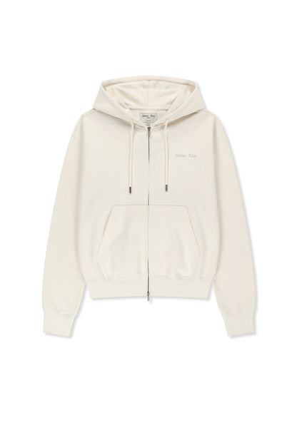 MATIN KIM - back logo essential hoody zip up in ivory 2