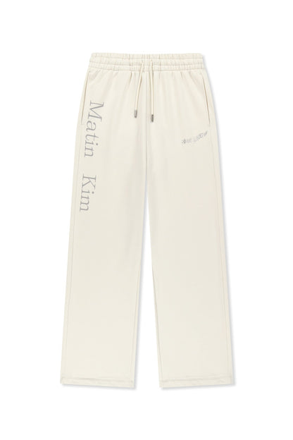 MATIN KIM - essential logo sweatpants in ivory 1