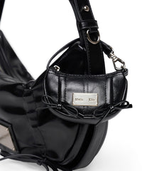 MATIN KIM - half shirring ribbon charm in black 1