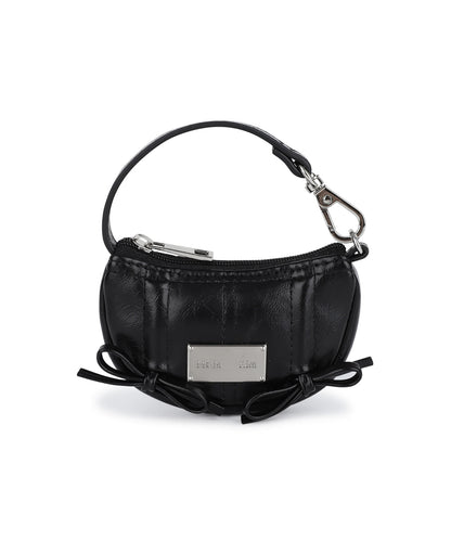 MATIN KIM - half shirring ribbon charm in black 3