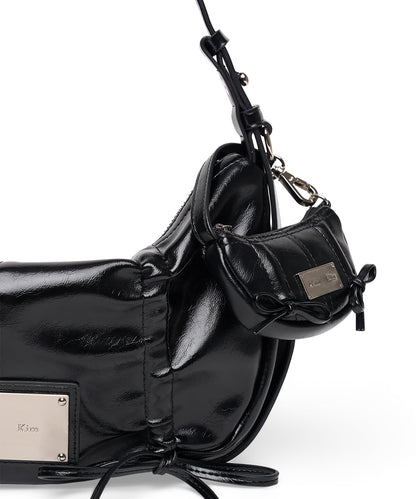 MATIN KIM - half shirring ribbon charm in black 9