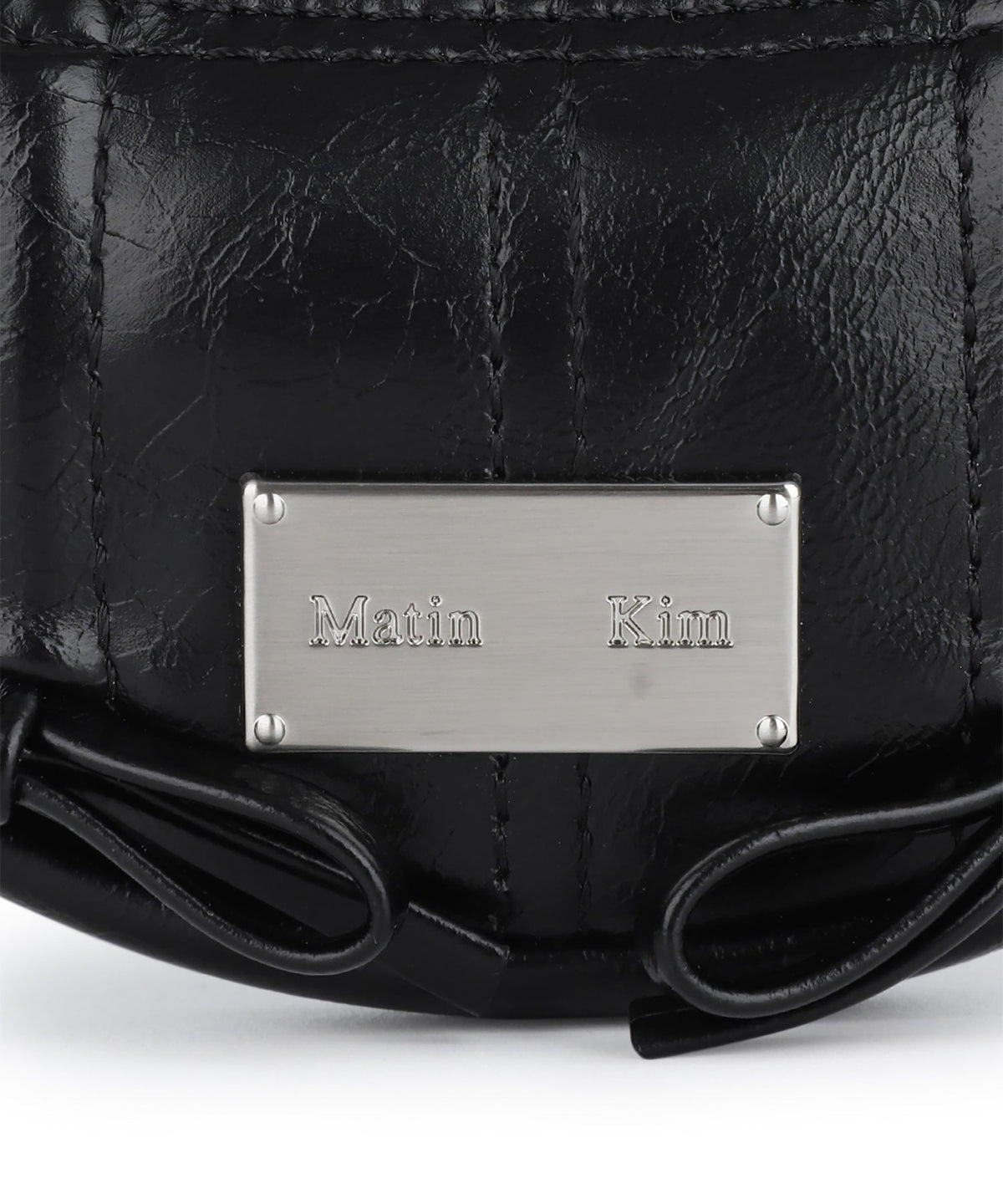 MATIN KIM - half shirring ribbon charm in black 5