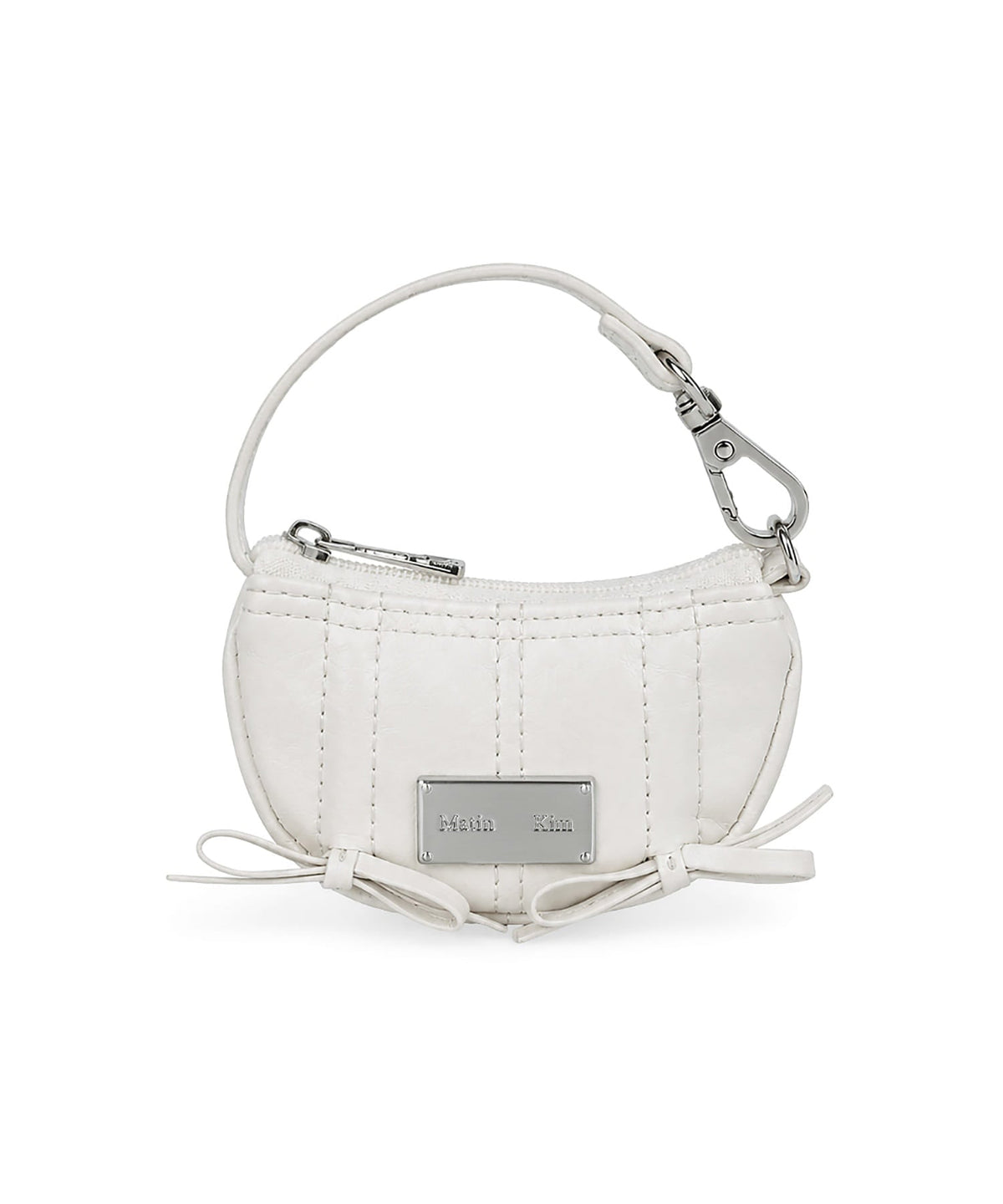MATIN KIM - half shirring ribbon charm in ivory 3