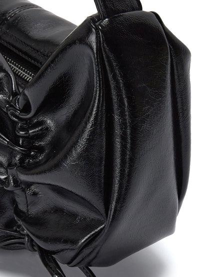 MATIN KIM - half shirring ribbon round bag in black 5