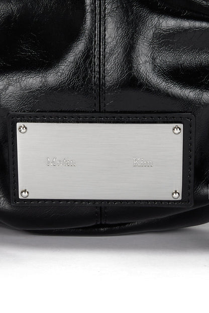 MATIN KIM - half shirring ribbon round bag in black 10
