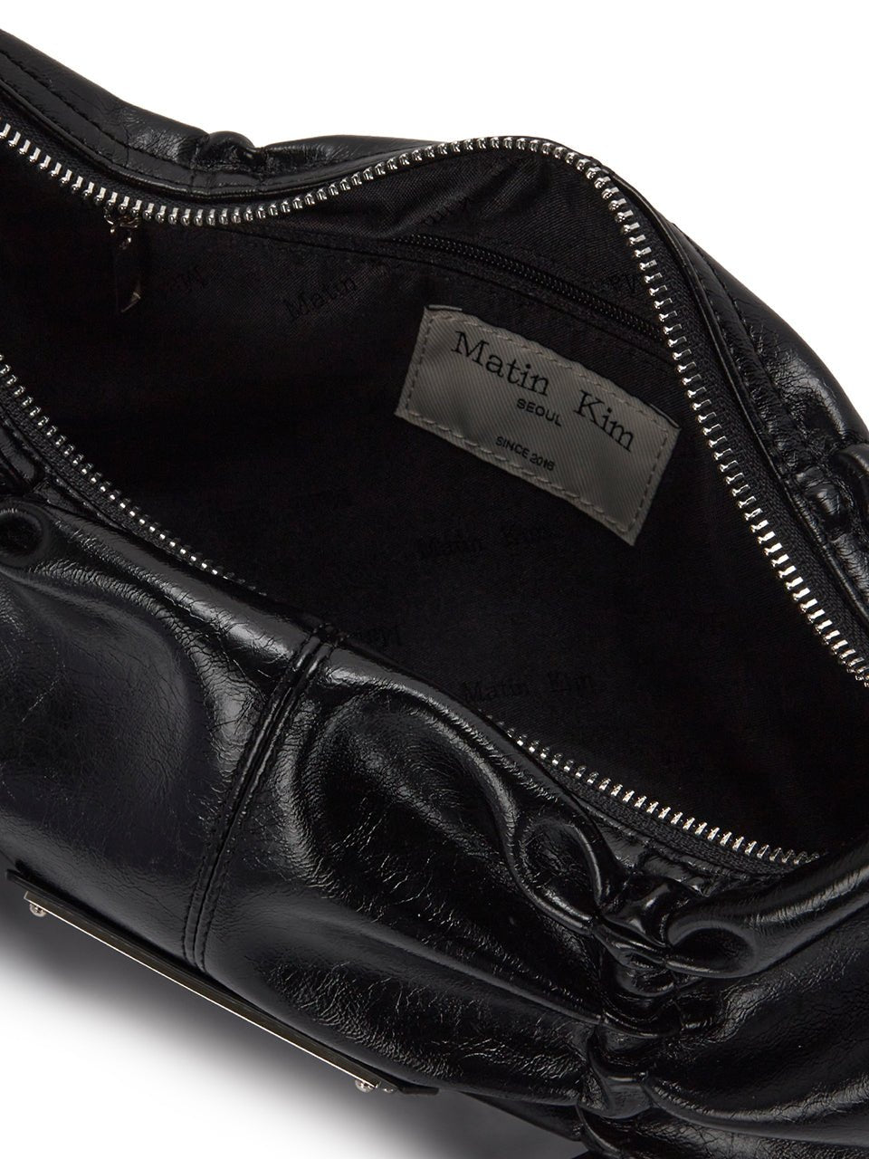 MATIN KIM - half shirring ribbon round bag in black 13