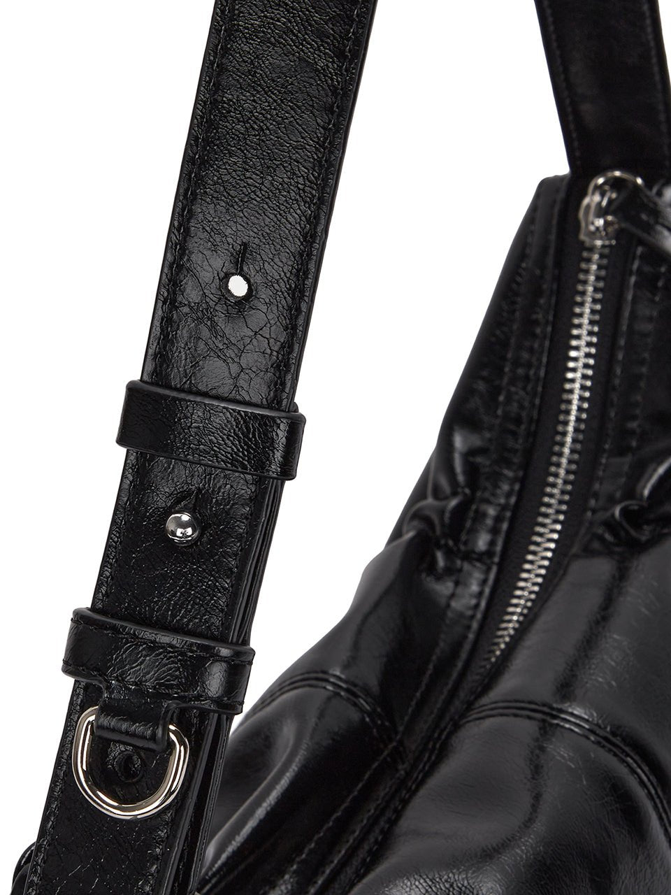 MATIN KIM - half shirring ribbon round bag in black 11