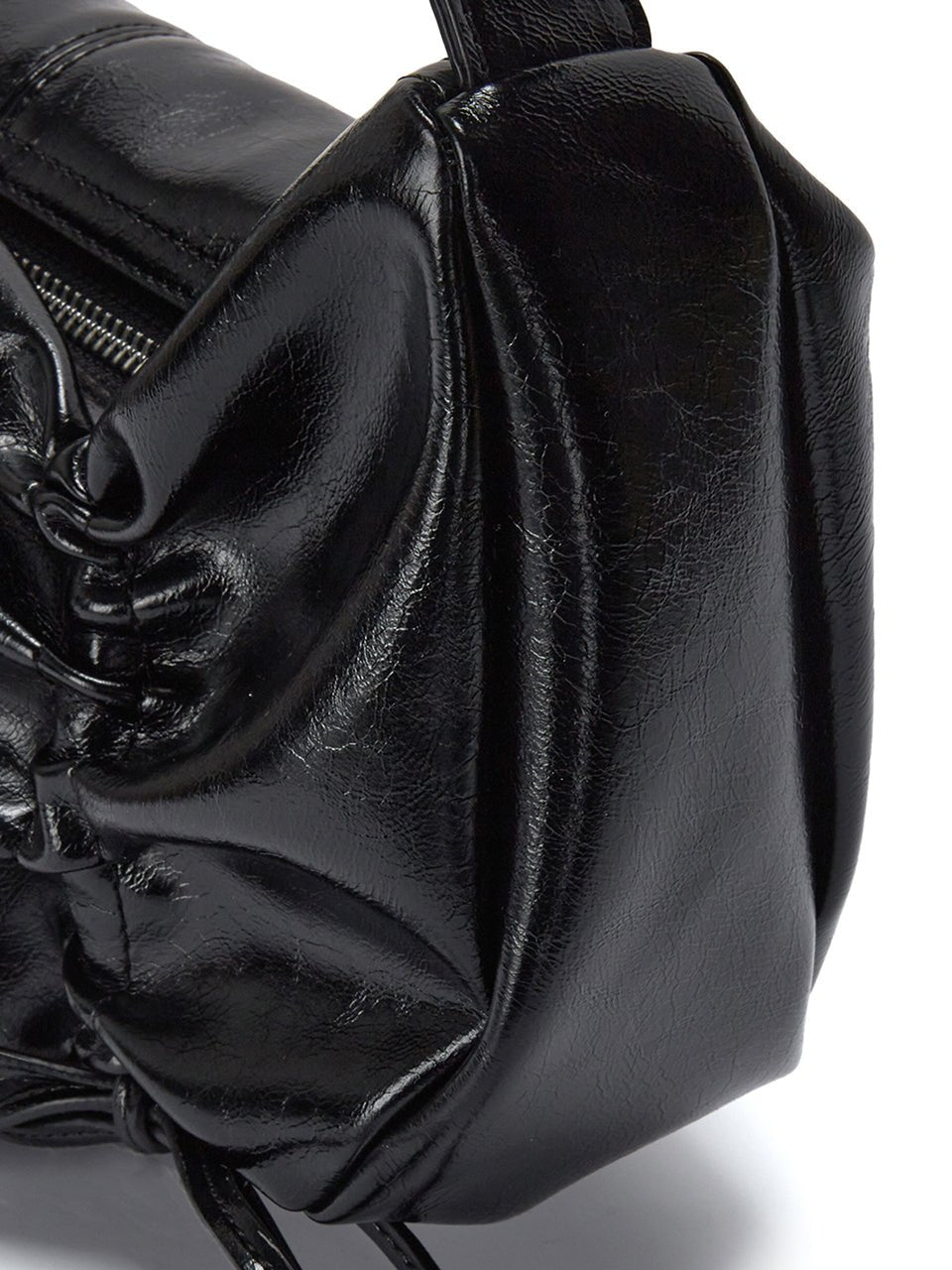 MATIN KIM - half shirring ribbon round bag in black 12