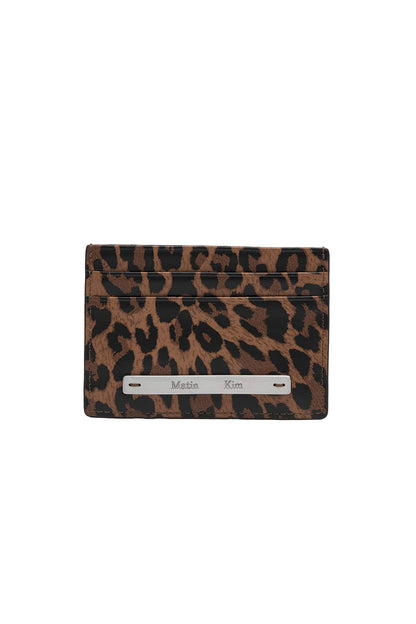 MATIN KIM - leopard vintage card wallet in brown 1