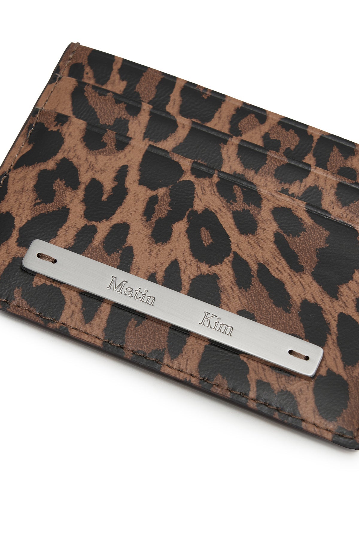 MATIN KIM - leopard vintage card wallet in brown 4