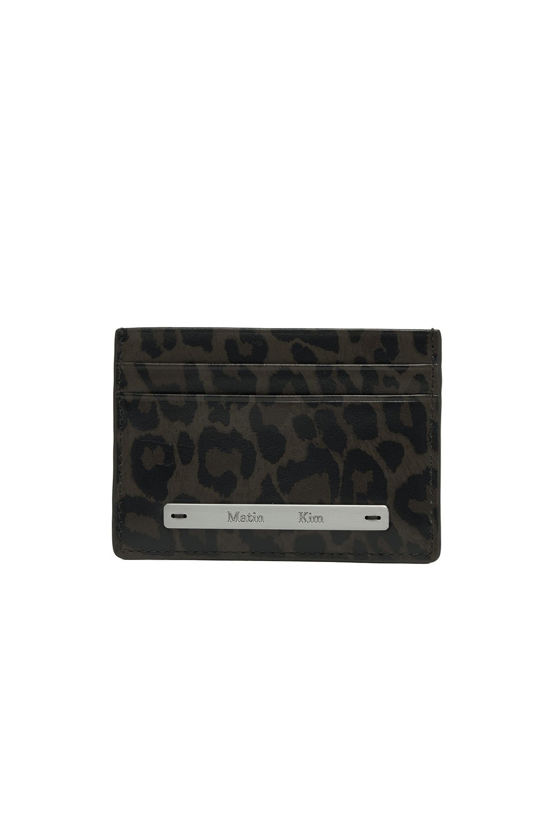 MATIN KIM - leopard vintage card wallet in charcoal 1