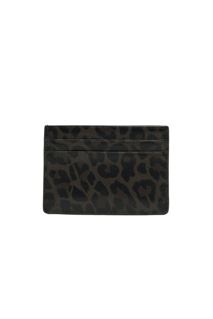 MATIN KIM - leopard vintage card wallet in charcoal 6