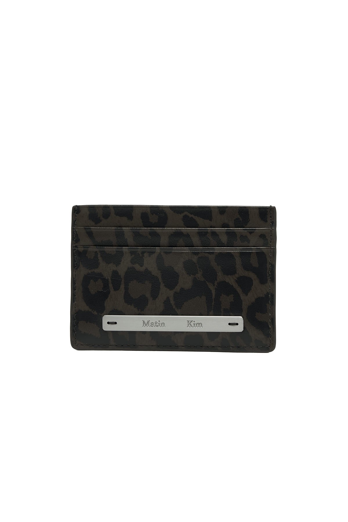 MATIN KIM - leopard vintage card wallet in charcoal 5