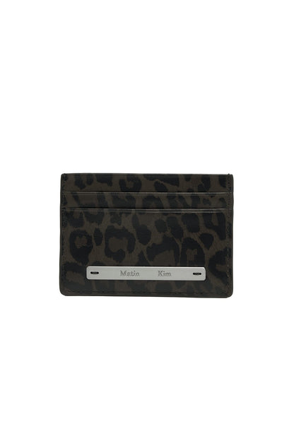 MATIN KIM - leopard vintage card wallet in charcoal 5