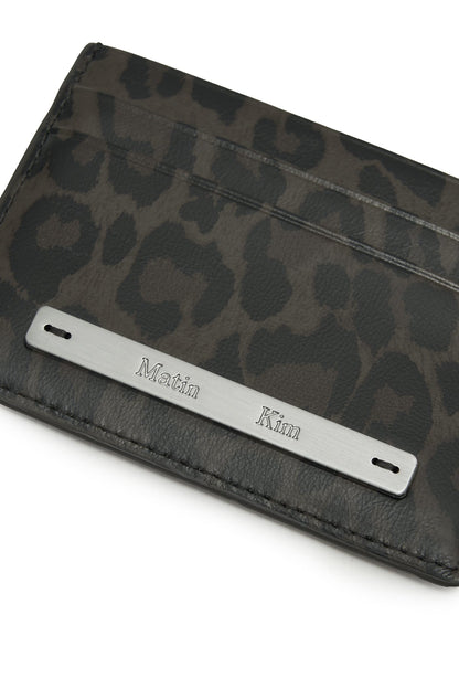 MATIN KIM - leopard vintage card wallet in charcoal 9