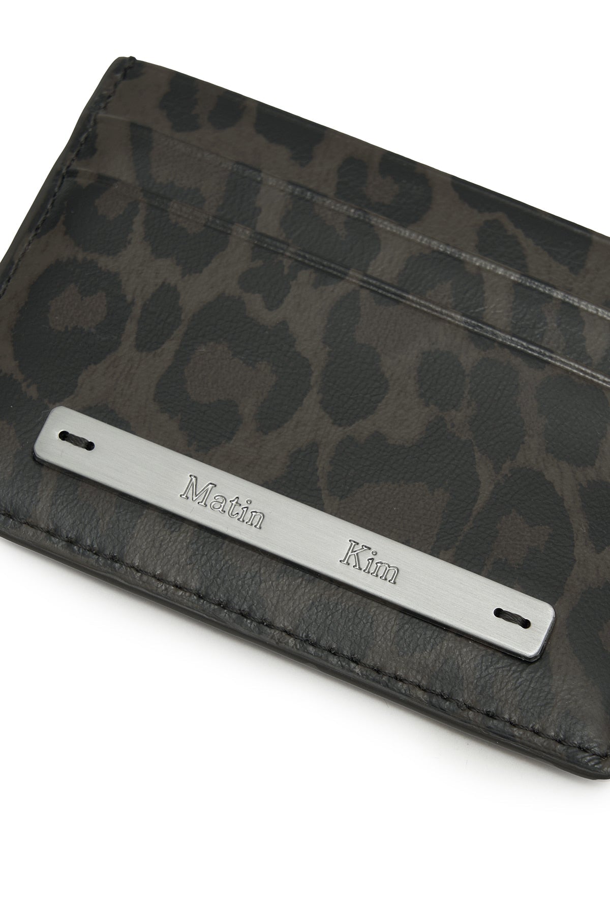 MATIN KIM - leopard vintage card wallet in charcoal 4