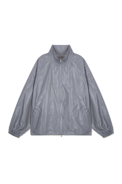 MATIN KIM - logo coating jumper for men in dark grey 1