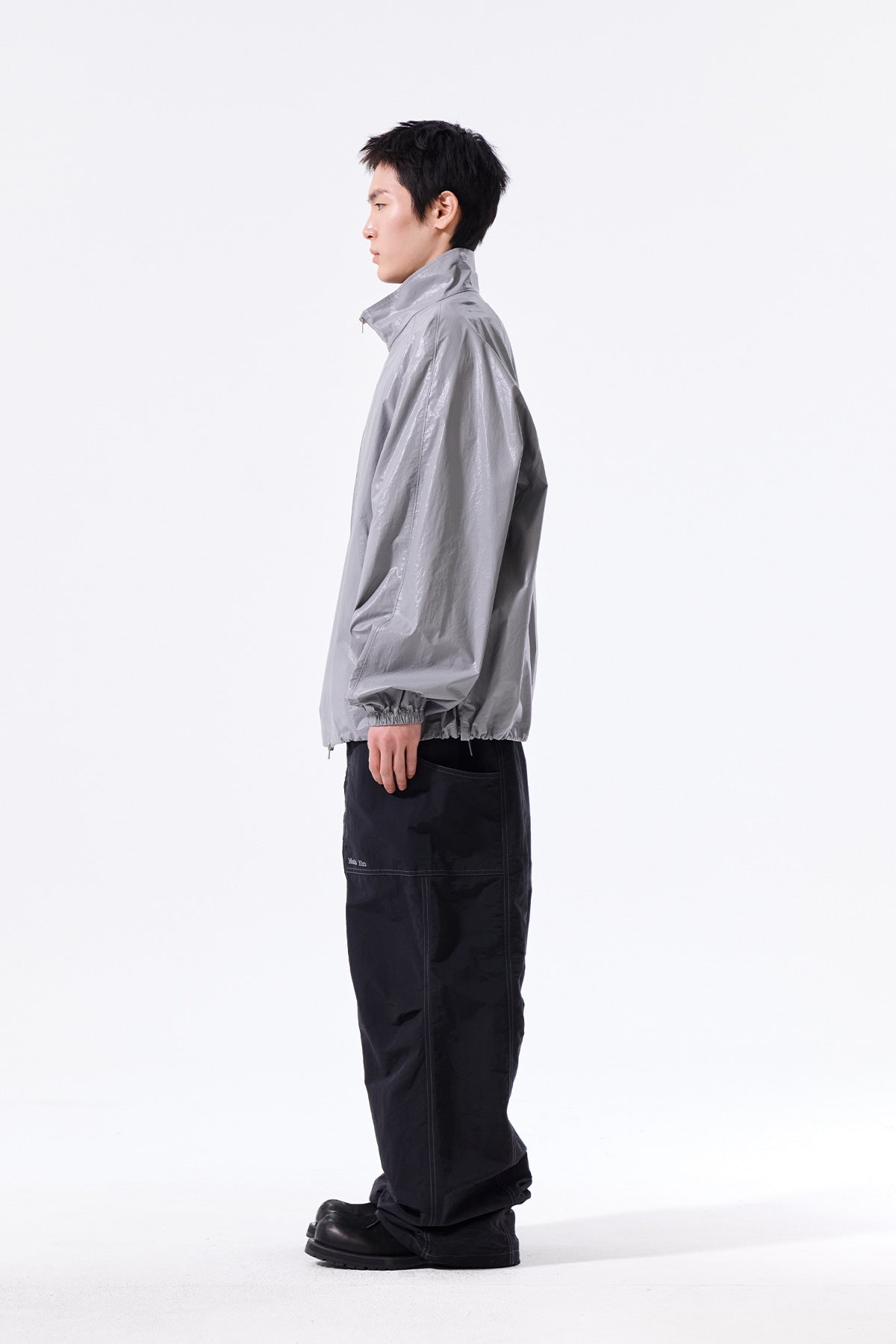 MATIN KIM - logo coating jumper for men in dark grey 6