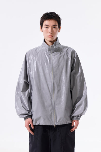 MATIN KIM - logo coating jumper for men in dark grey 15