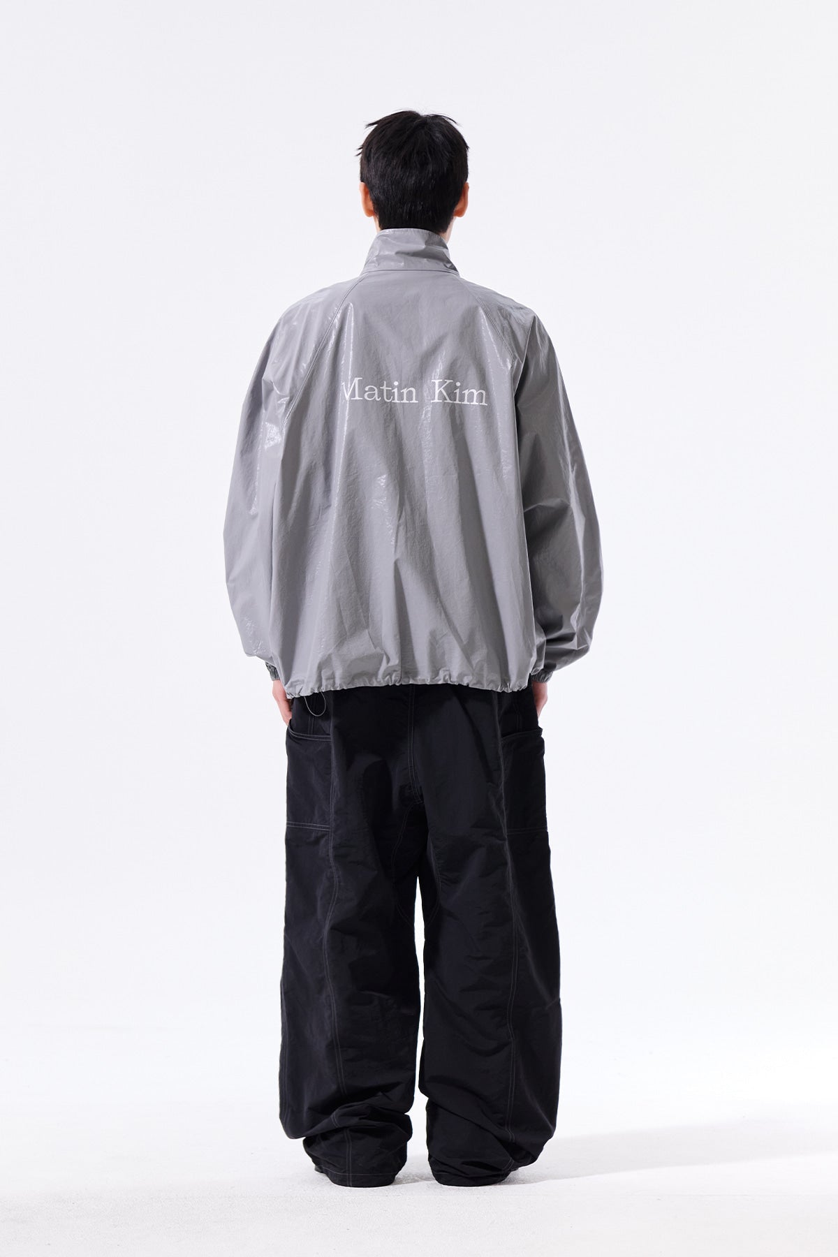 MATIN KIM - logo coating jumper for men in dark grey 7