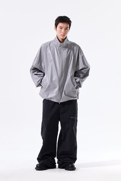 MATIN KIM - logo coating jumper for men in dark grey 19