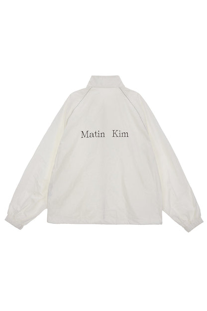 MATIN KIM - logo coating jumper for men in ivory 2