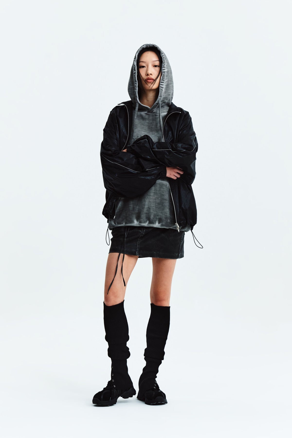 MATIN KIM - logo coating jumper in black 22