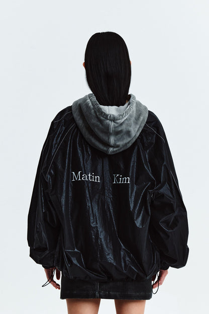 MATIN KIM - logo coating jumper in black 11