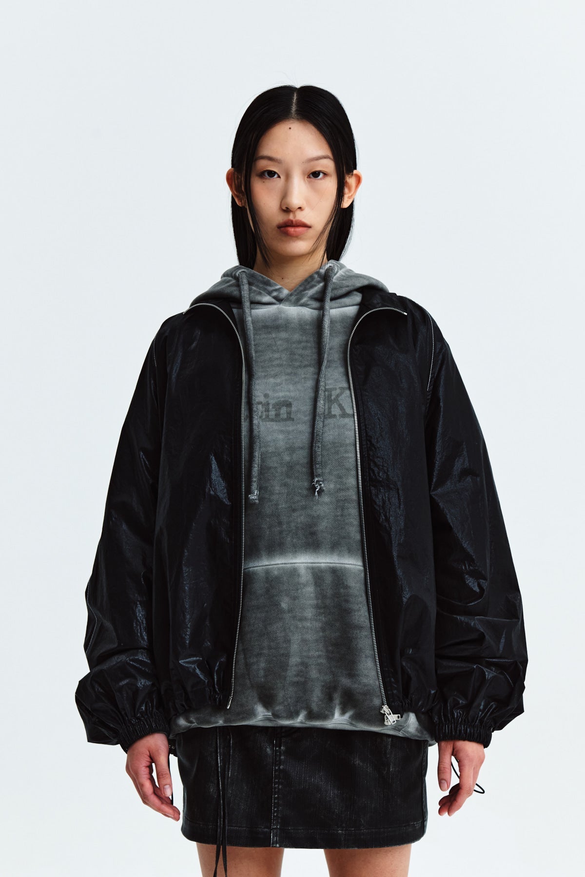 MATIN KIM - logo coating jumper in black 5