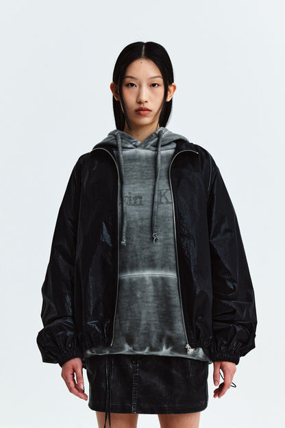 MATIN KIM - logo coating jumper in black 5