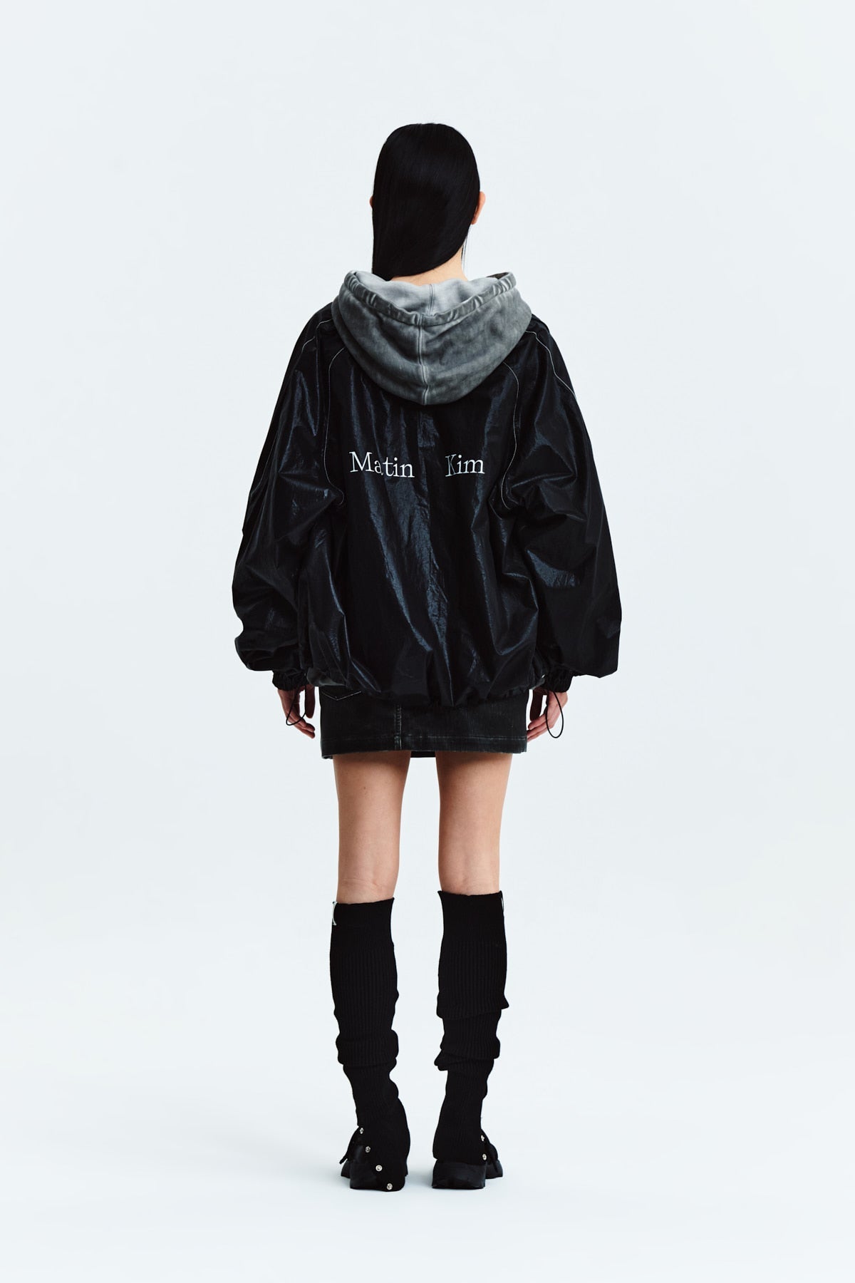 MATIN KIM - logo coating jumper in black 8
