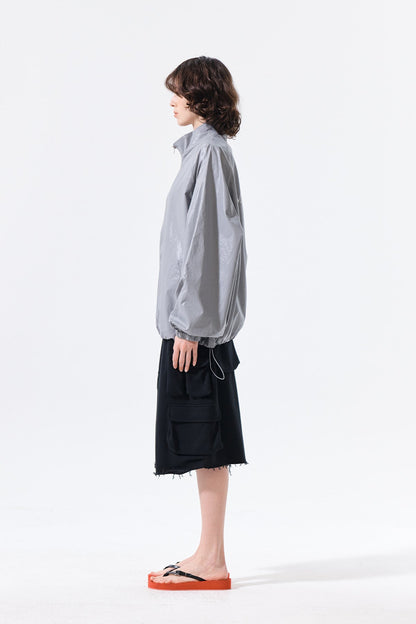 MATIN KIM - logo coating jumper in dark grey 7